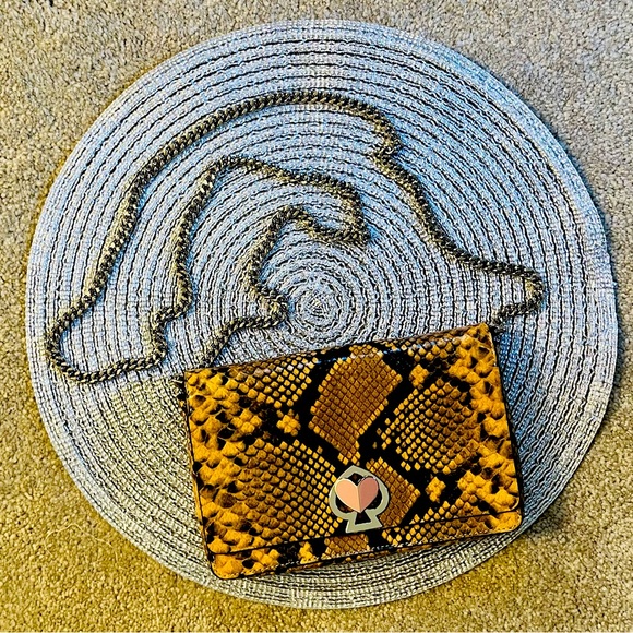 ♠️ Kate Spade ♠️ Snake Embossed Small Turn Lock Crossbody Bag with Chain Strap - Picture 8 of 13
